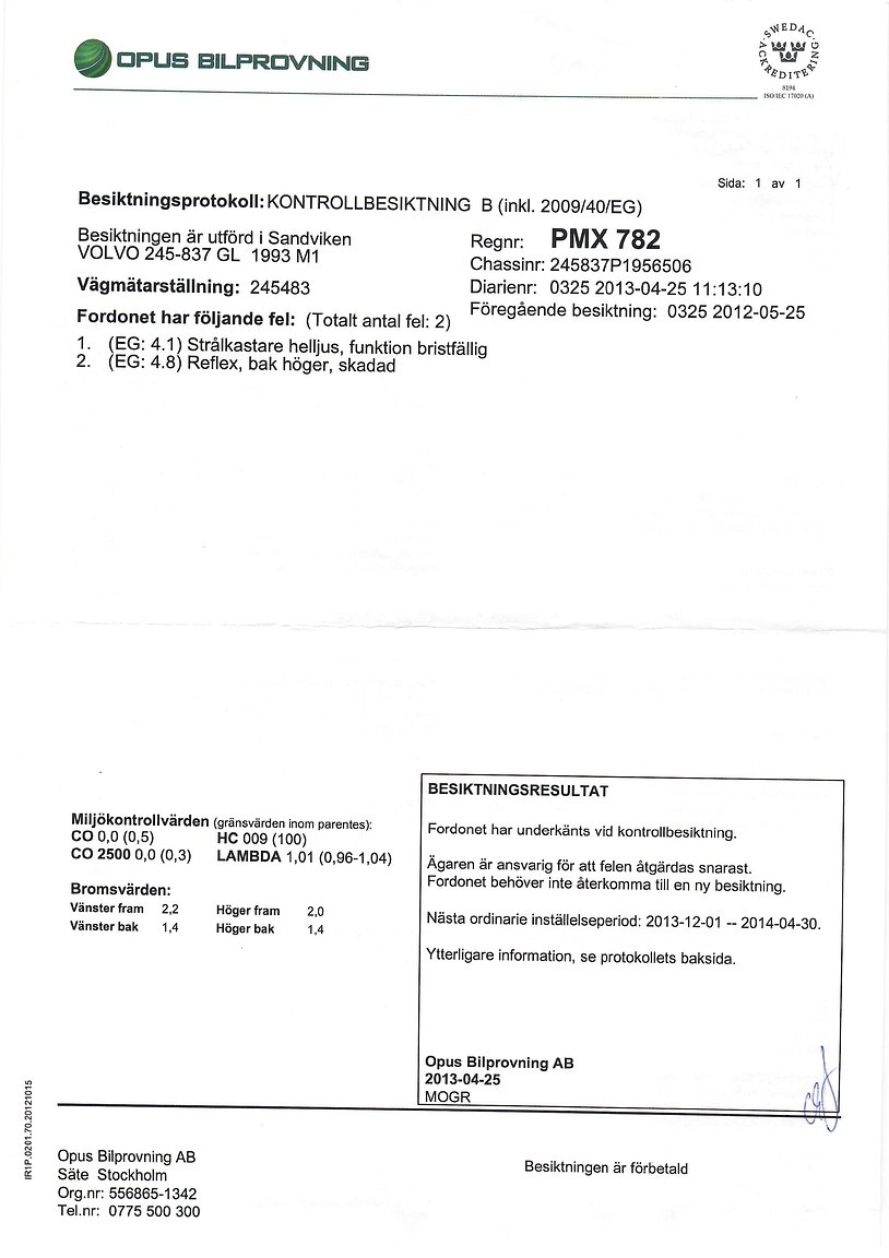 Dokumentation för 1993 Volvo 245 GL Classic "No Reserve Auction"