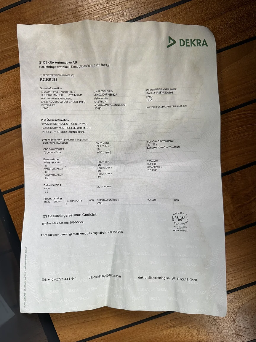 Dokumentation för 2000 Land Rover Defender 110 C (1)