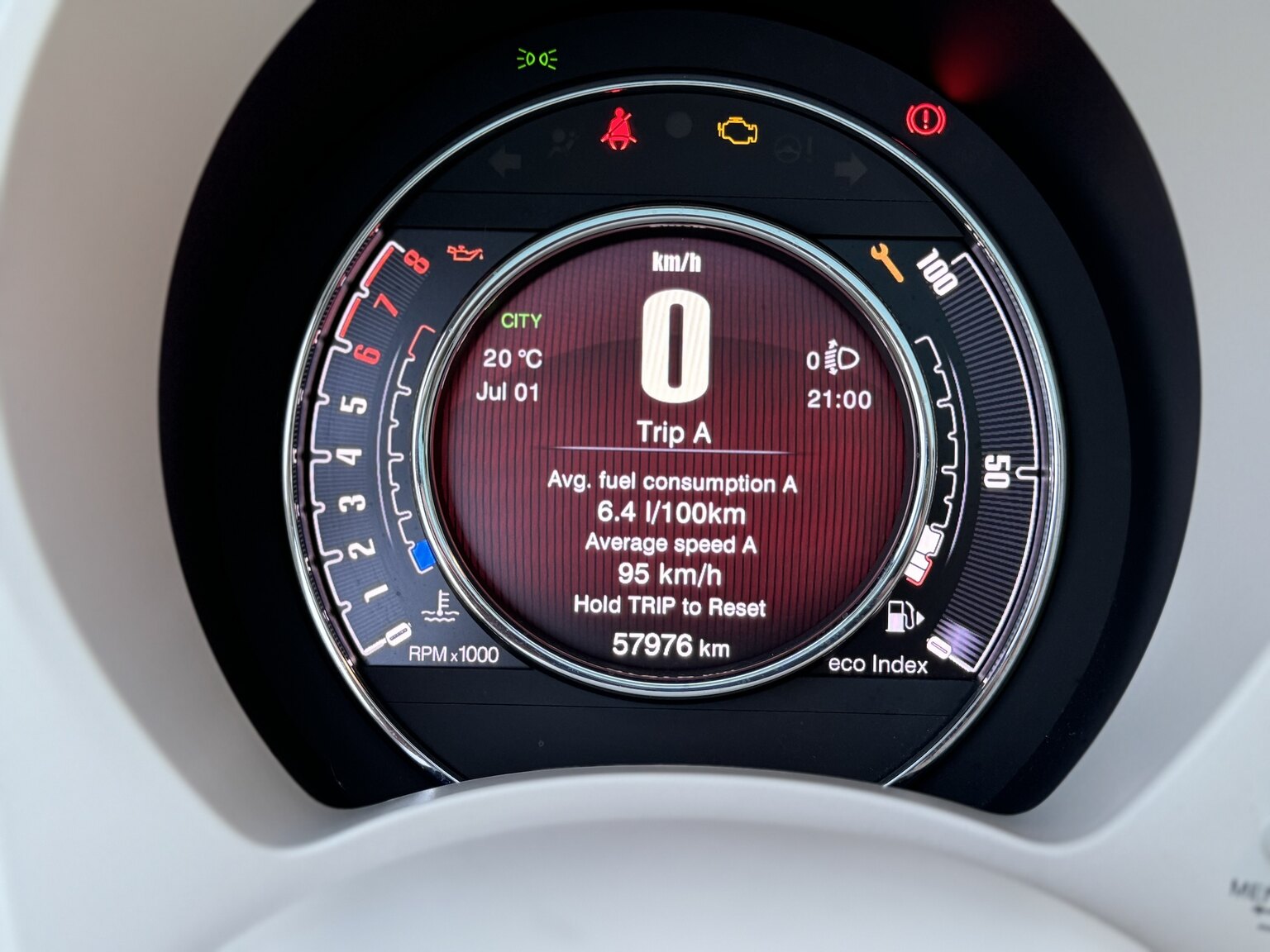 Interiörbild 2017 Fiat 500 Riva