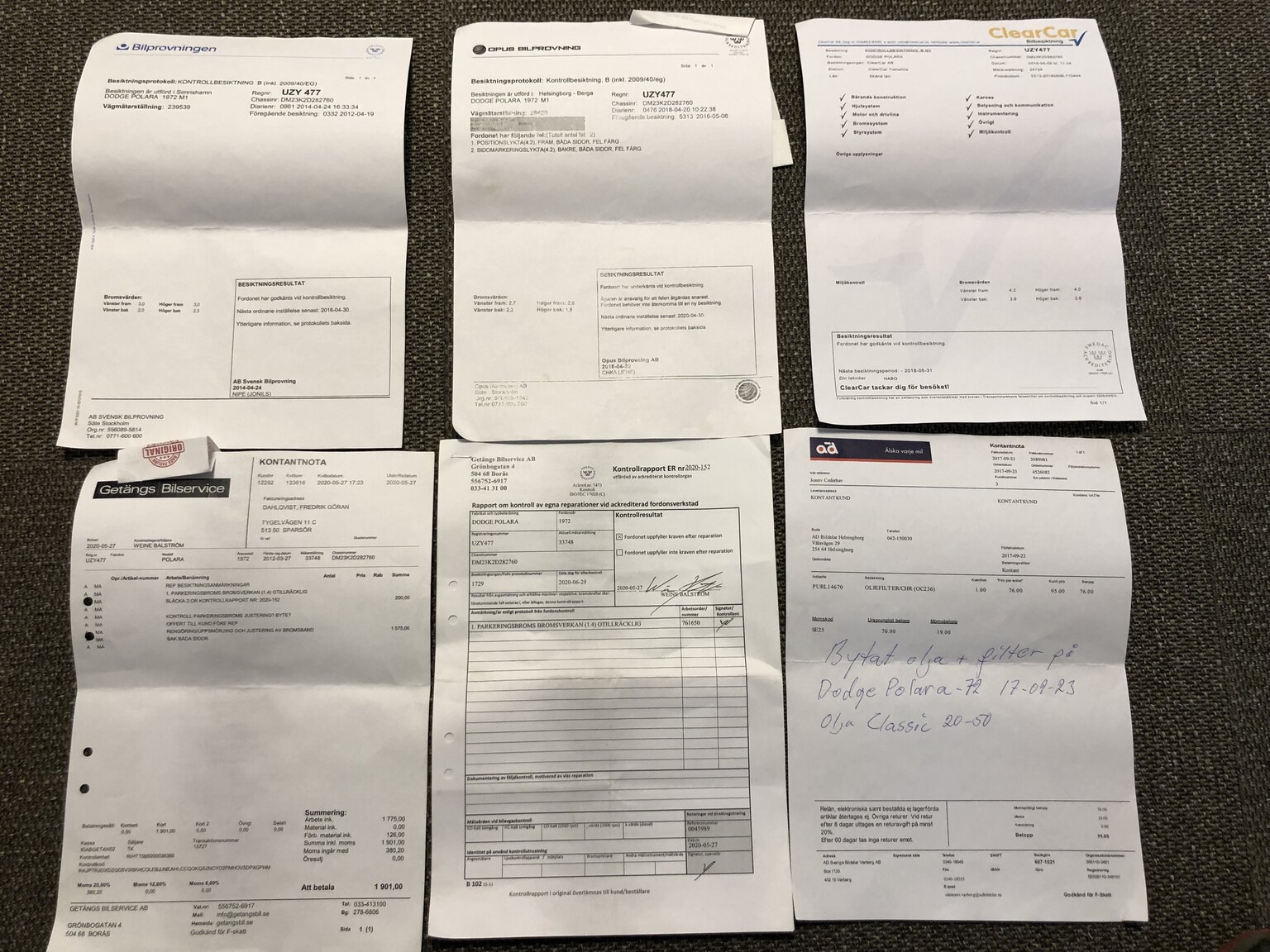 Documentation for 1972 Dodge Polara Custom