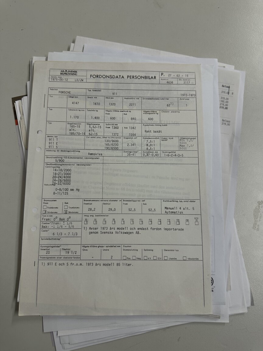 Documentation for 1973 Porsche 911 SFRO