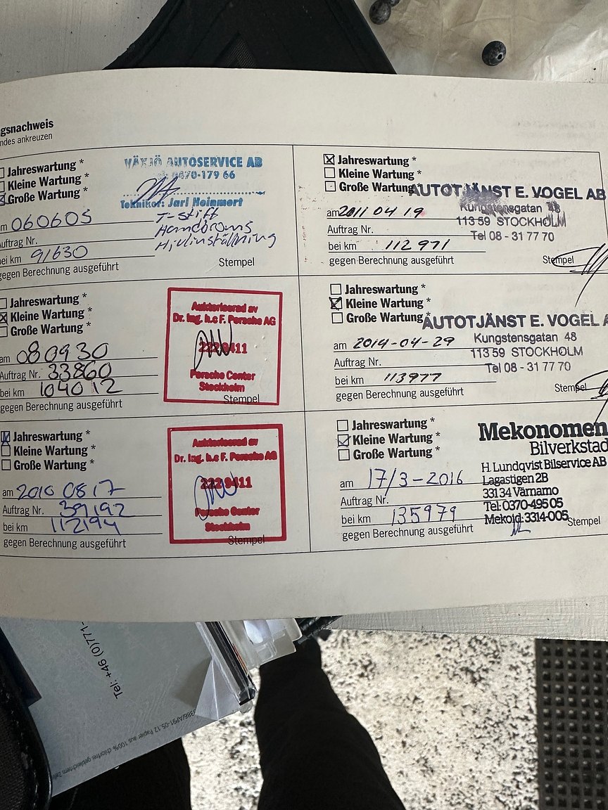 Dokumentation för 1998 Porsche 996 Carrera 