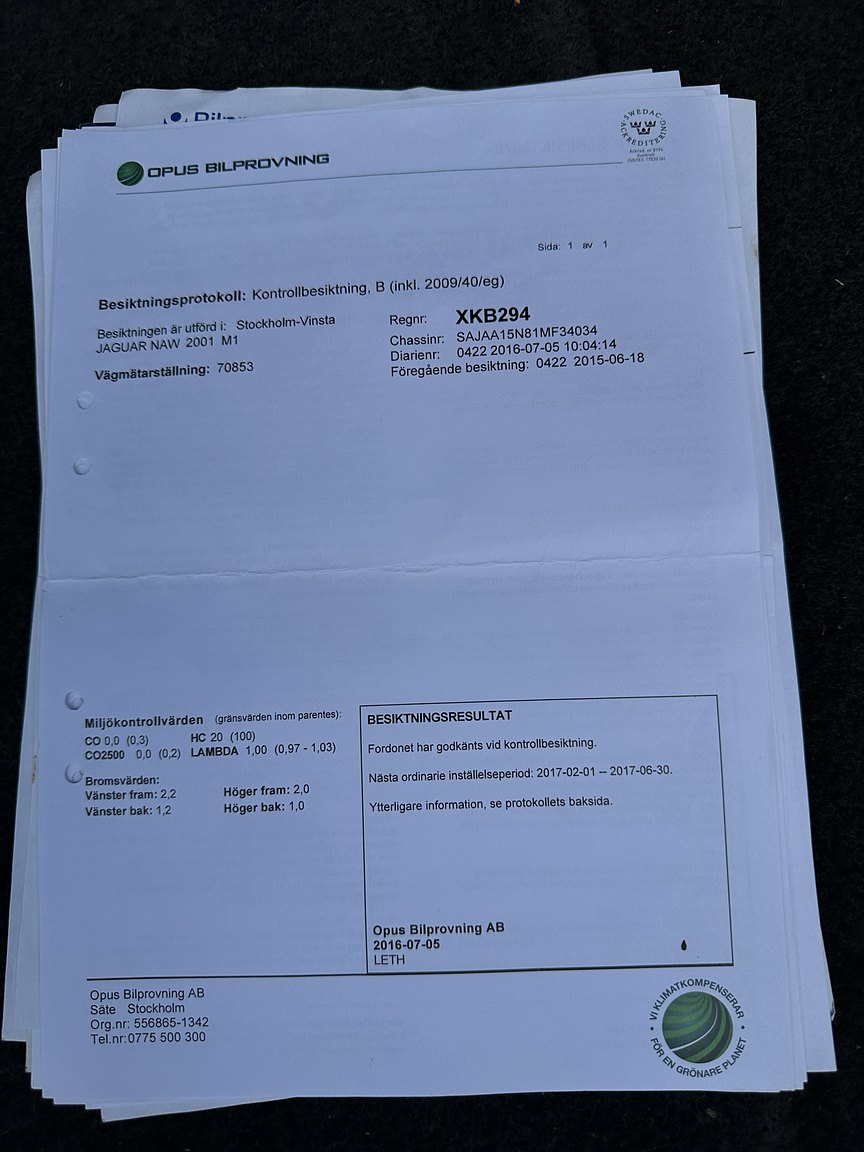 Documentation for 2001 Jaguar XJR