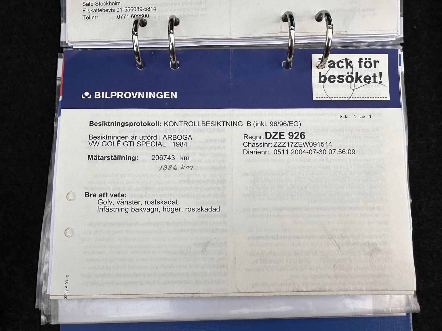 Documentation for 1984 Volkswagen Golf GTI Special