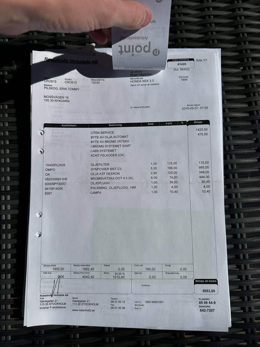 Documentation for 1992 Honda NSX 3.0