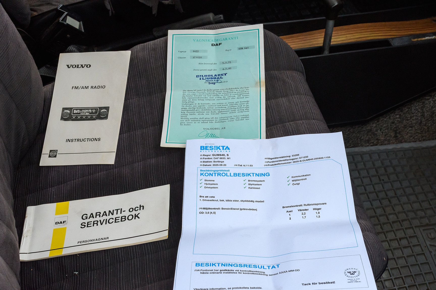 Dokumentation för 1974 DAF 6633 - NO RESERVE