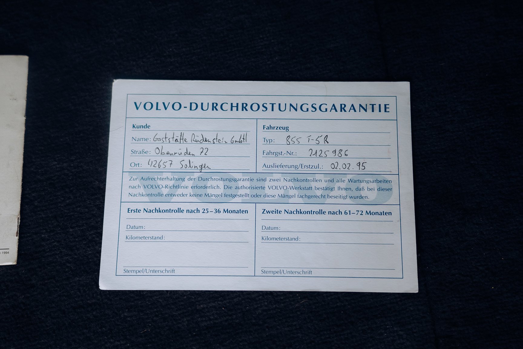 Dokumentation för 1995 Volvo 850 T-5 R Kombi 