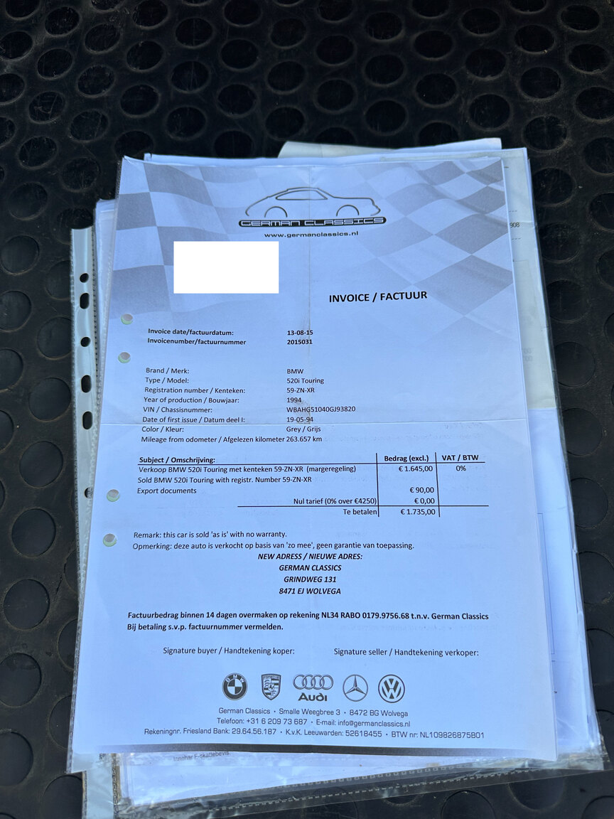 Dokumentation för 1994 BMW 520i E34