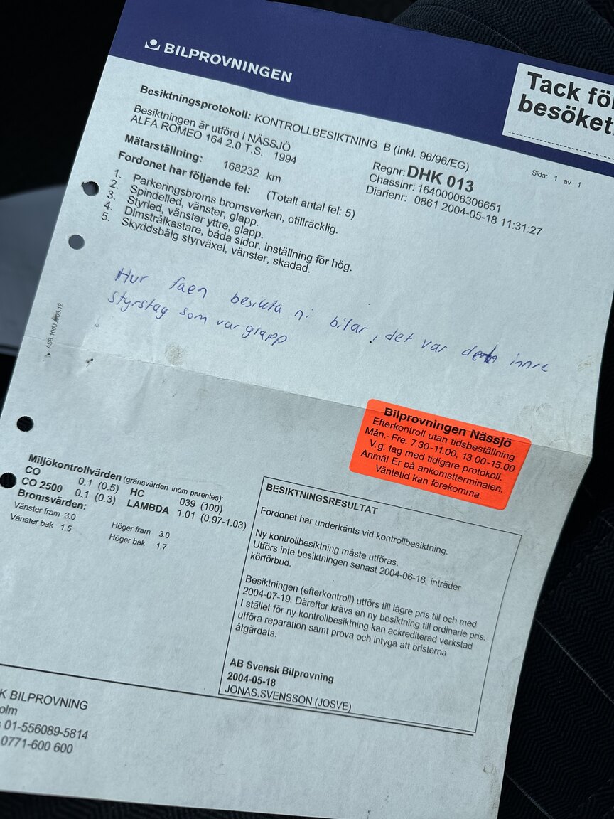 Dokumentation för 1994 Alfa Romeo 164