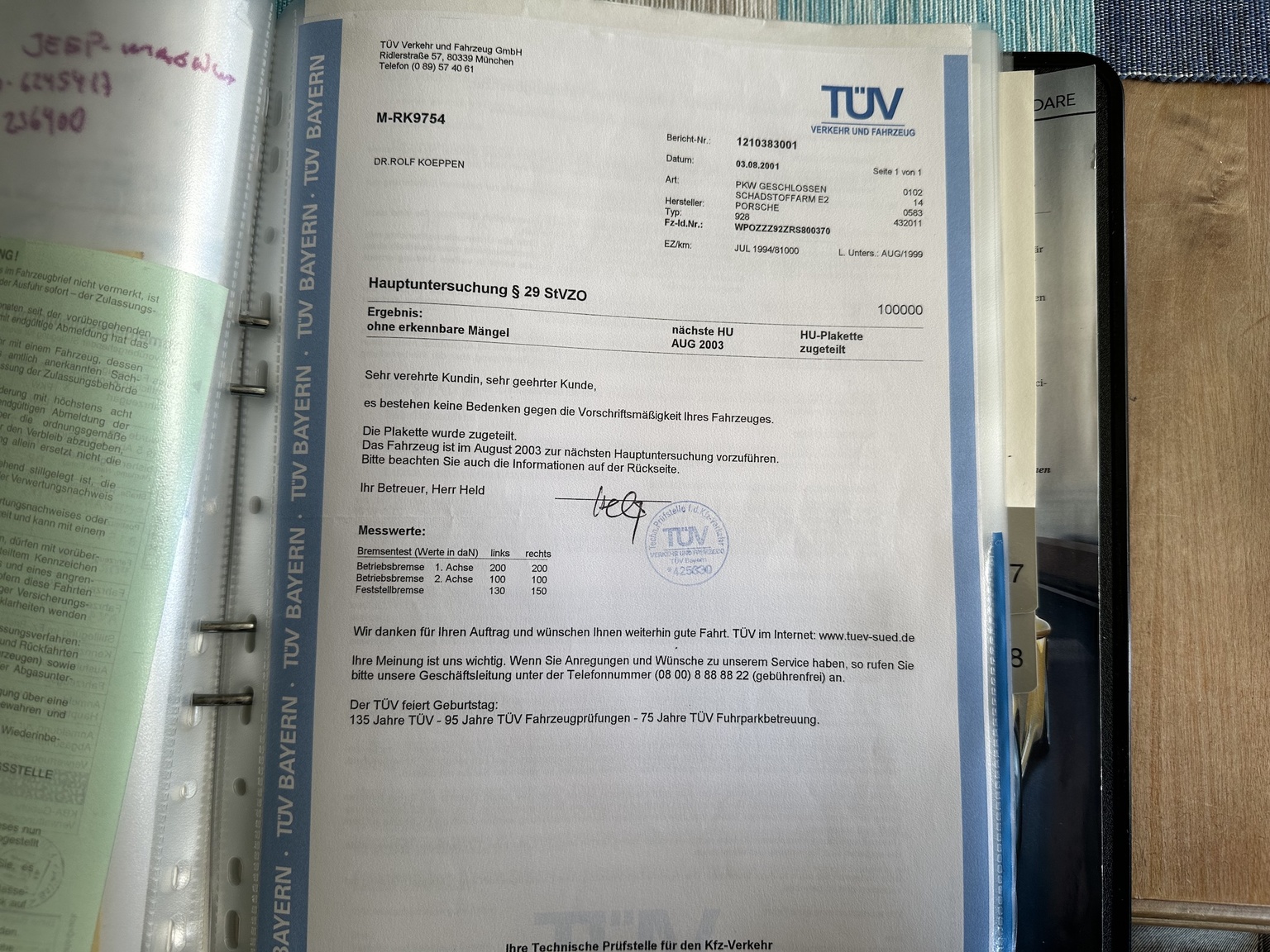 Documentation for 1994 Porsche 928 GTS