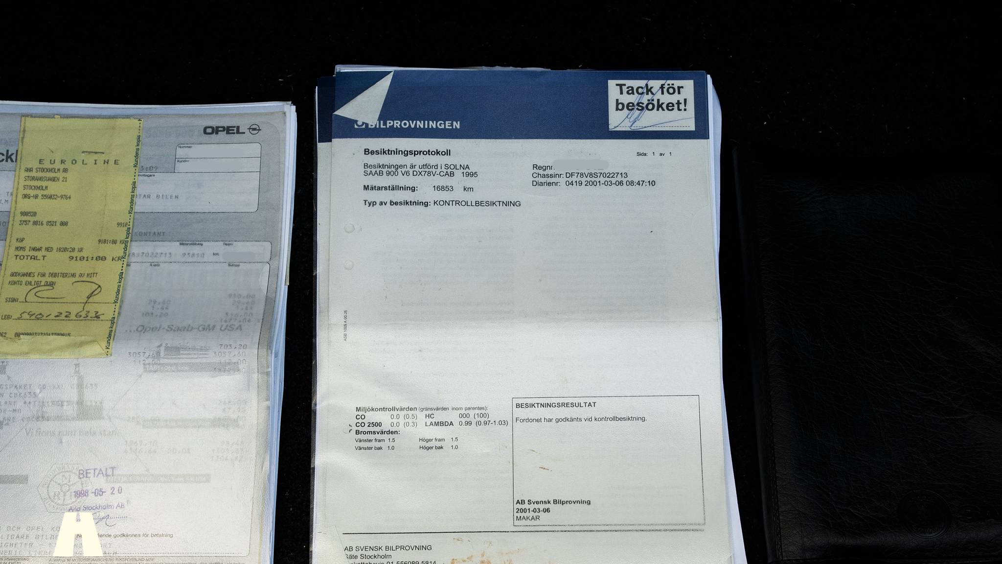 Dokumentation för 1995 SAAB 900 SE V6 Automat