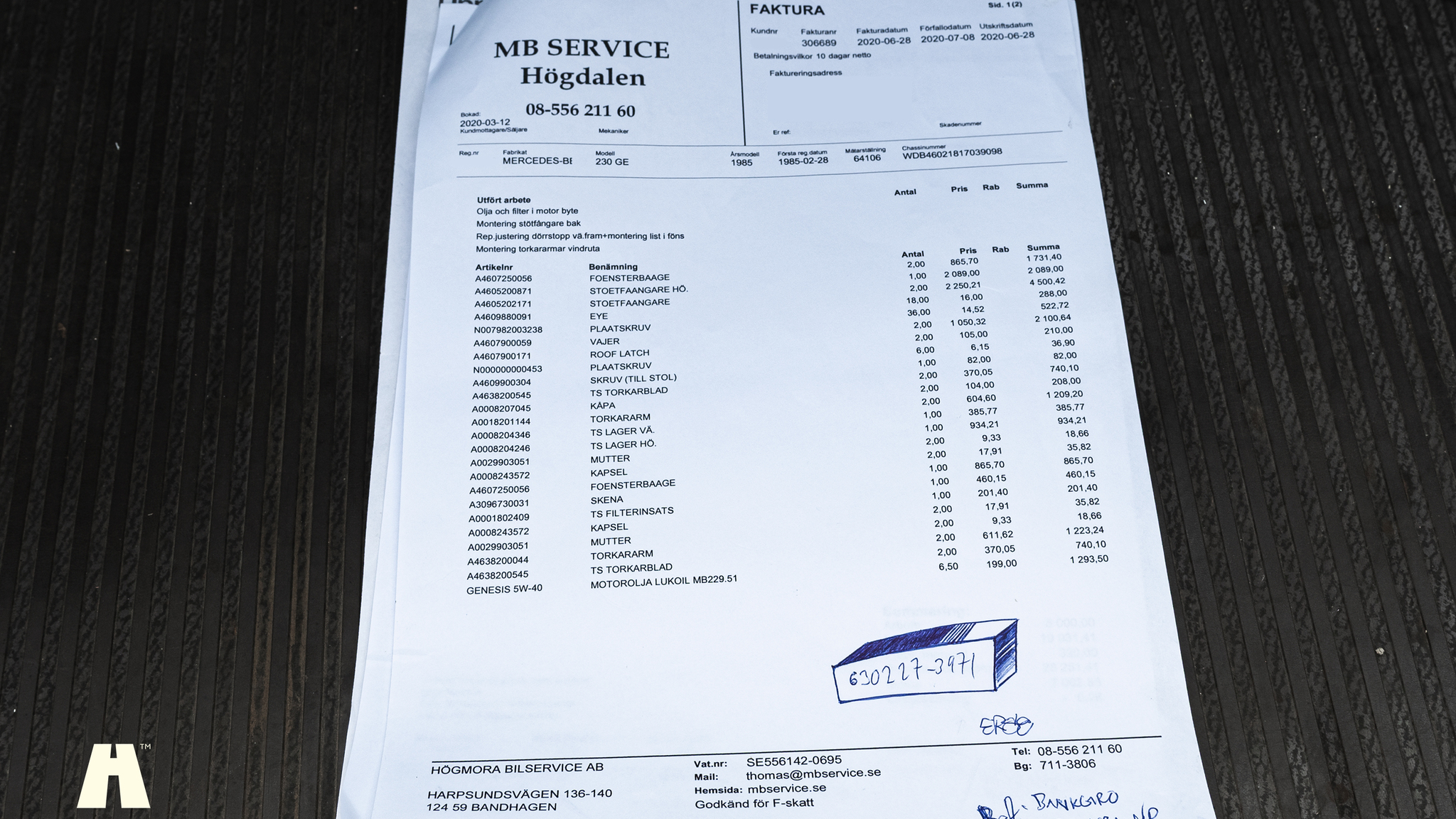 Dokumentation, 1985 Mercedes 230GE Cabrio