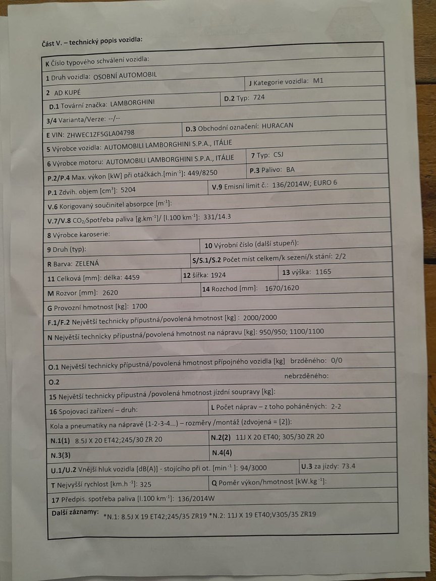 Documentation for 2016 Lamborghini Huracan LP-610-4