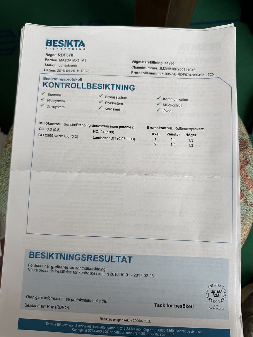 Dokumentation för 1999 Mazda MX-5