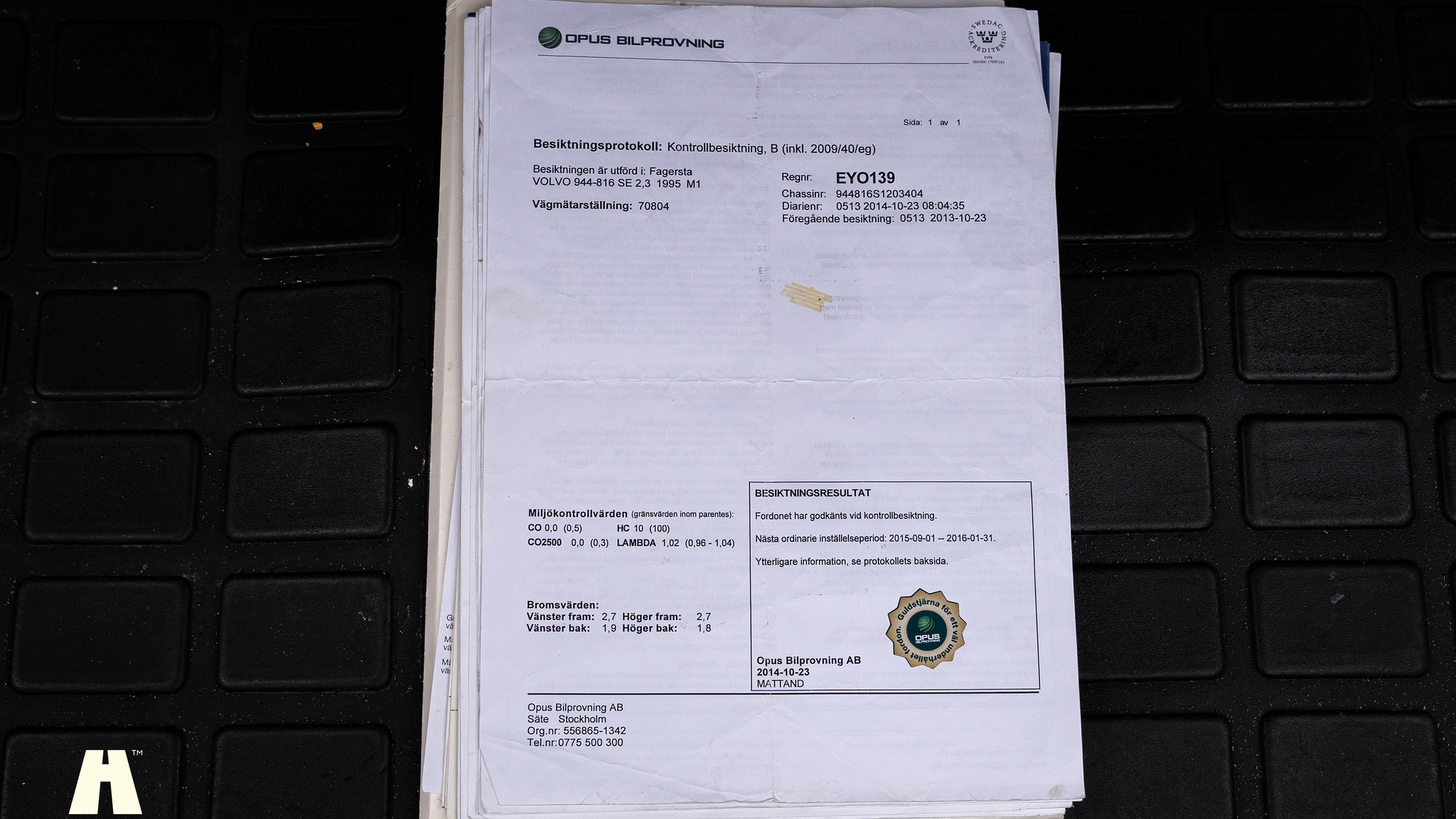 Documentation for 1995 Volvo 940 SE
