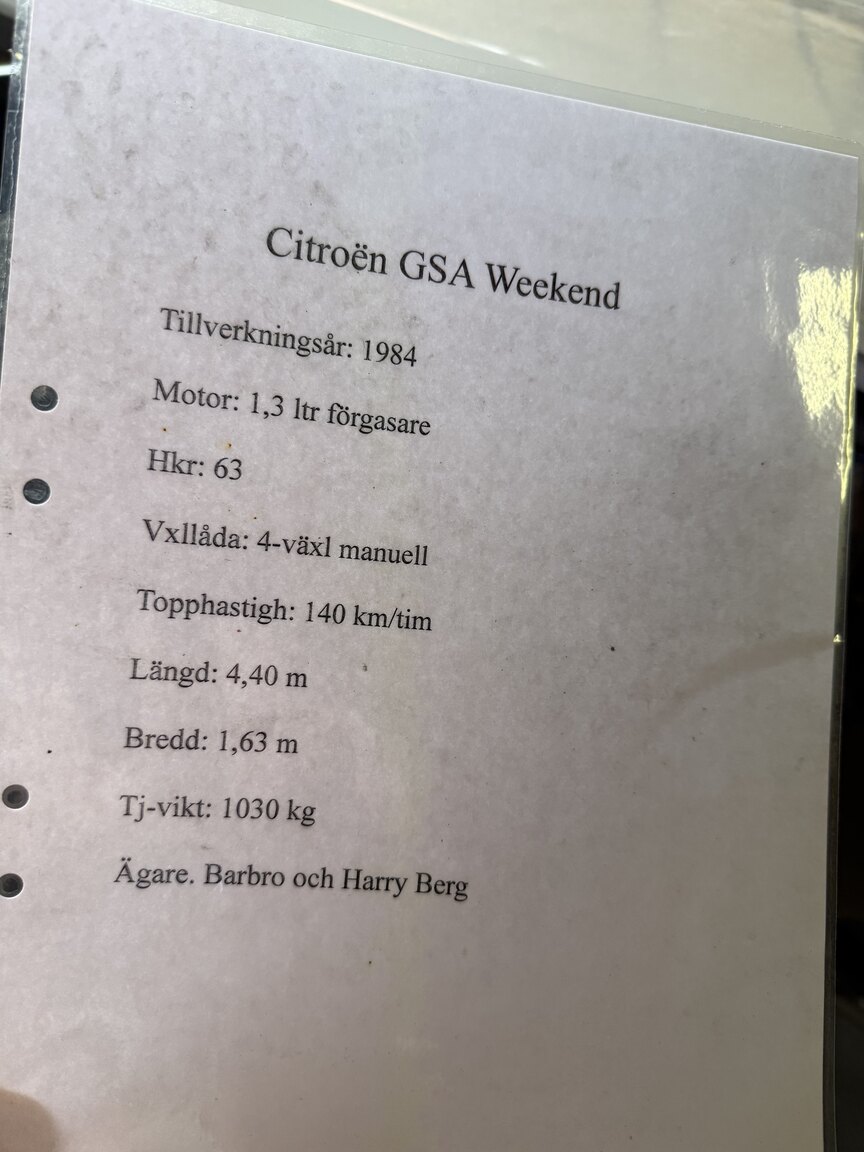 Dokumentation för 1984 Citroën GSA Break