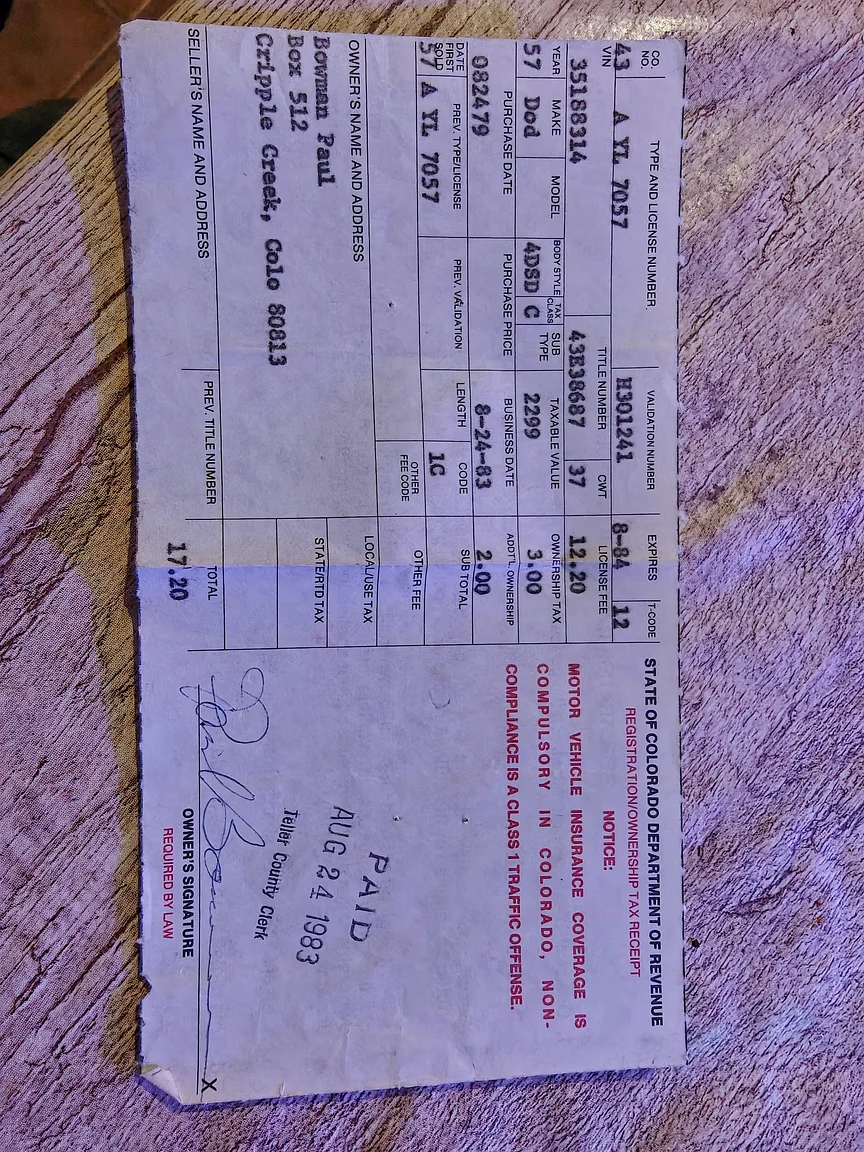 Dokumentation för 1957 Dodge Royal (4)