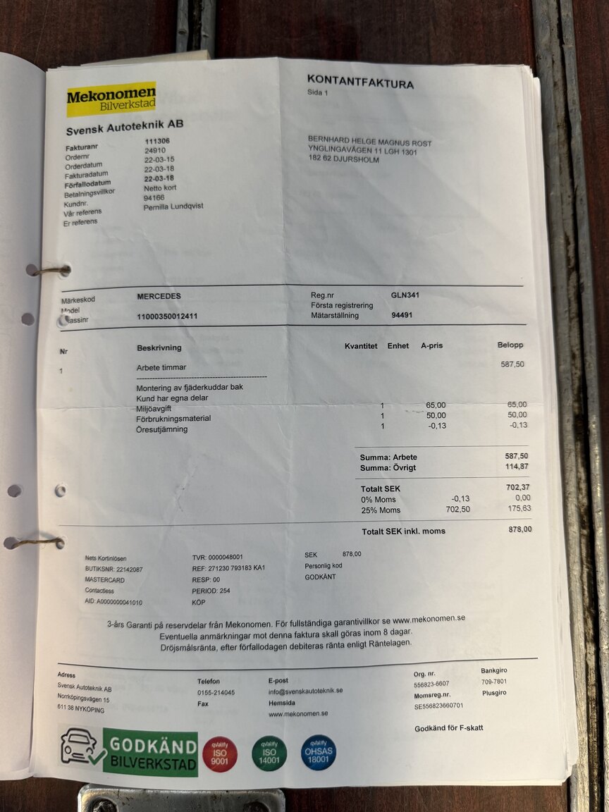 Documentation for 1967 Mercedes-Benz 230 Safari
