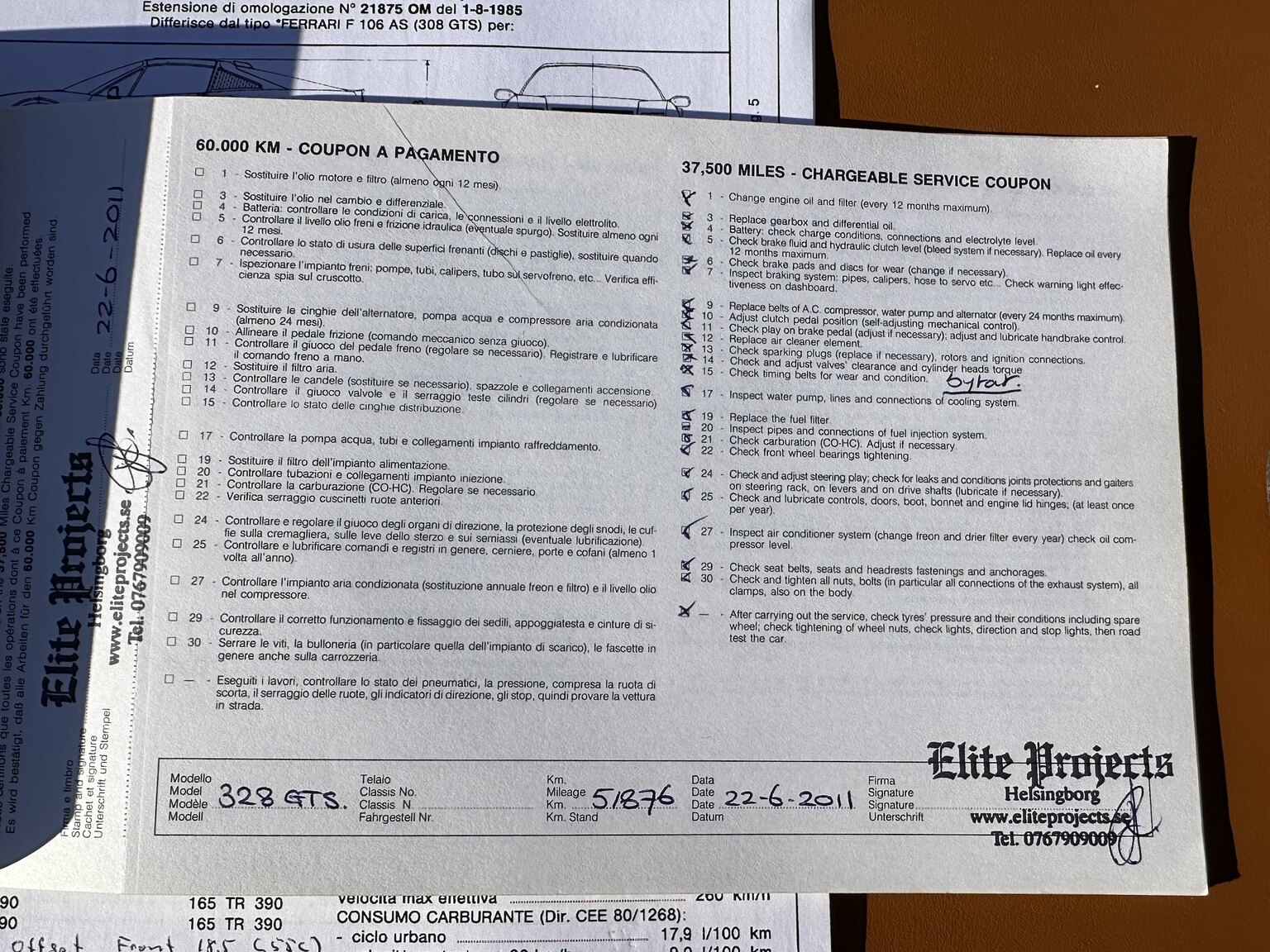 Documentation for 1986 Ferrari 328 GTS