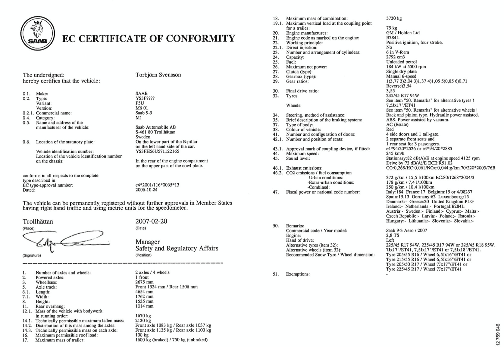 Documentation for 2007 SAAB 9-3 AERO SPORTCOMBI (44)