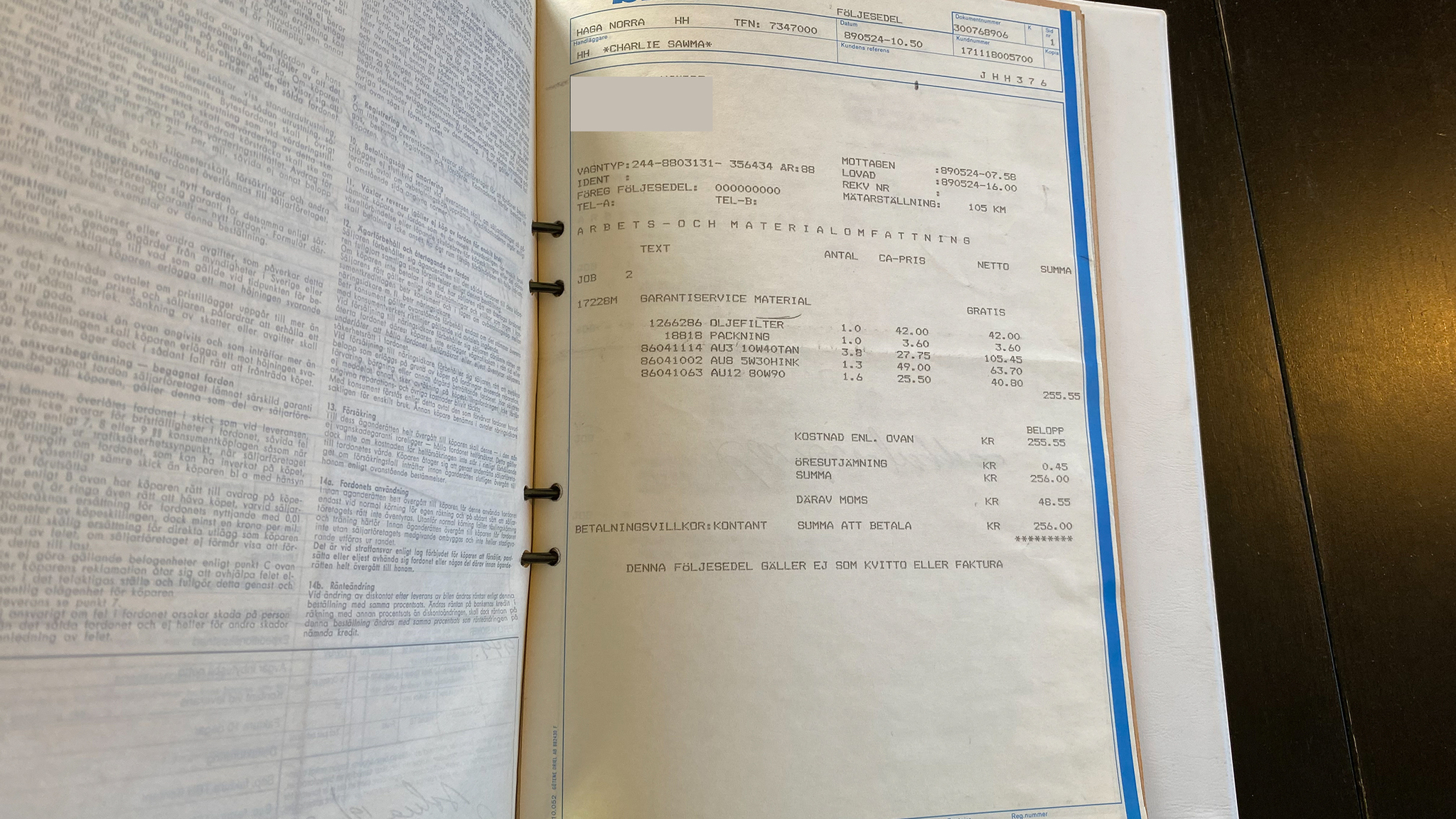 Dokumentation för 1988 Volvo 240 GL