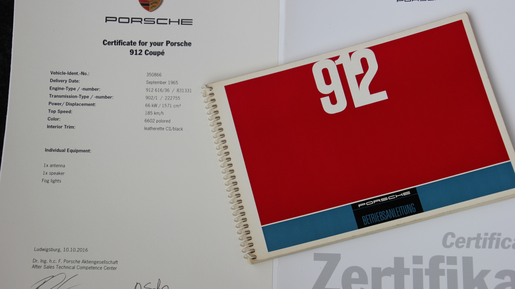 Documentation for 1966 Porsche 912