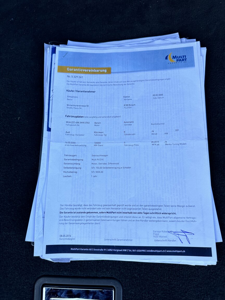 Documentation for 2003  Audi RS6 C5