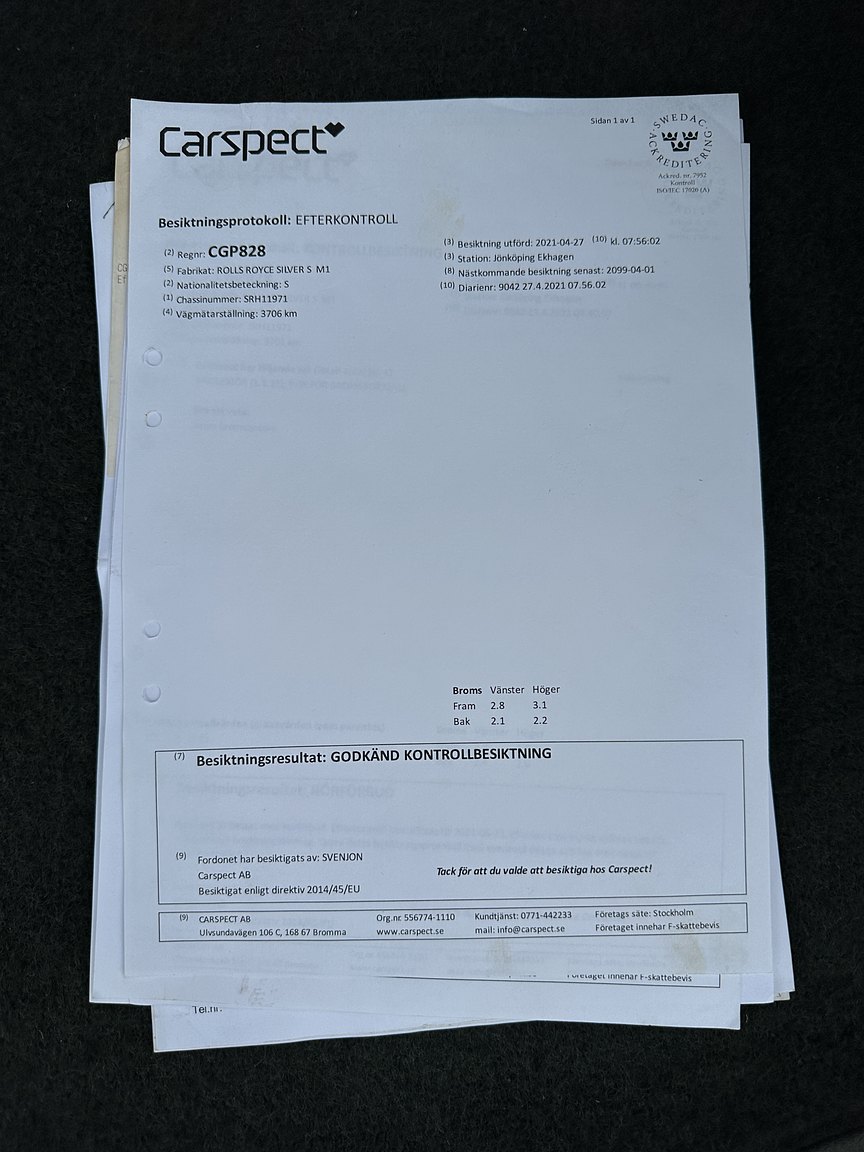 Documentation for 1972 Rolls-Royce Silver Shadow