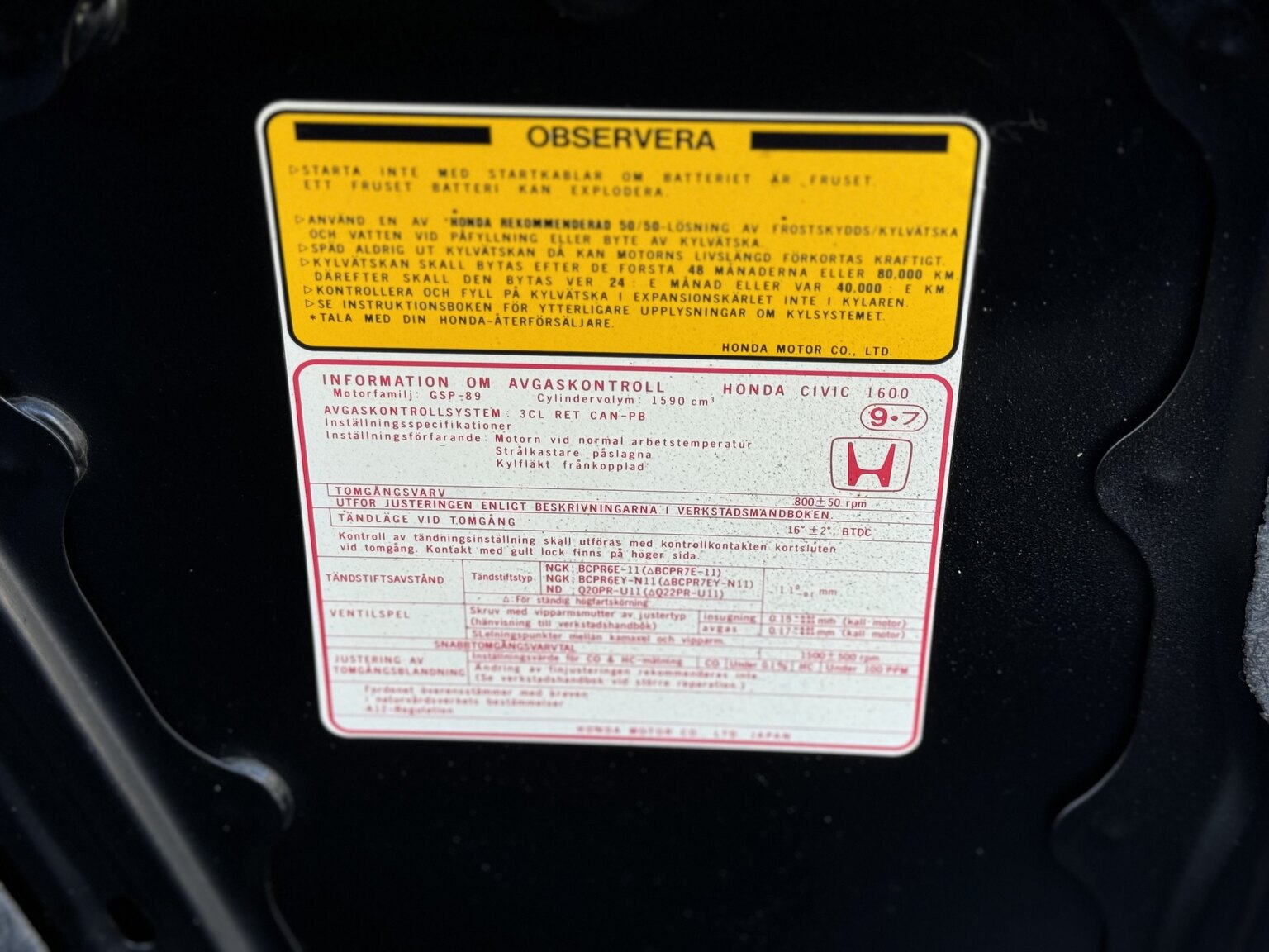 Image of 1989 Honda Civic CRX *5082km* mechanics