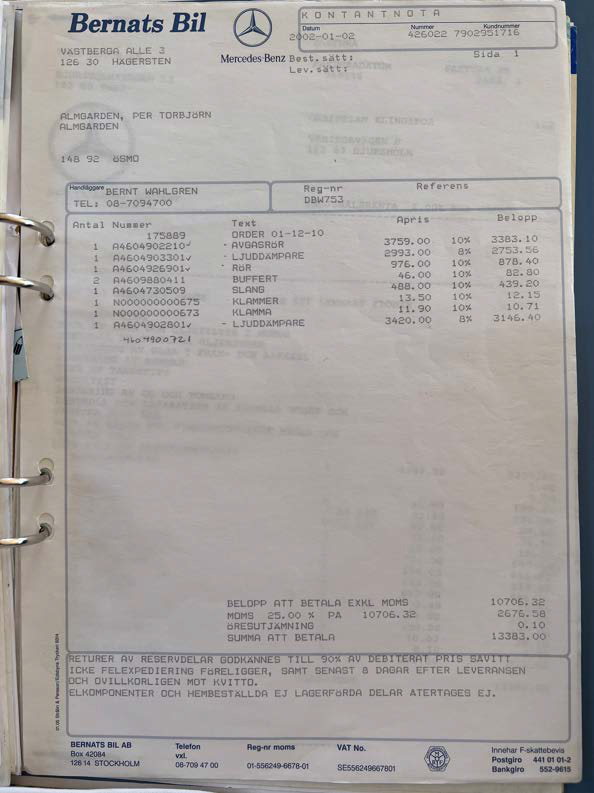 Documentation for 1986 Mercedes 280 GE