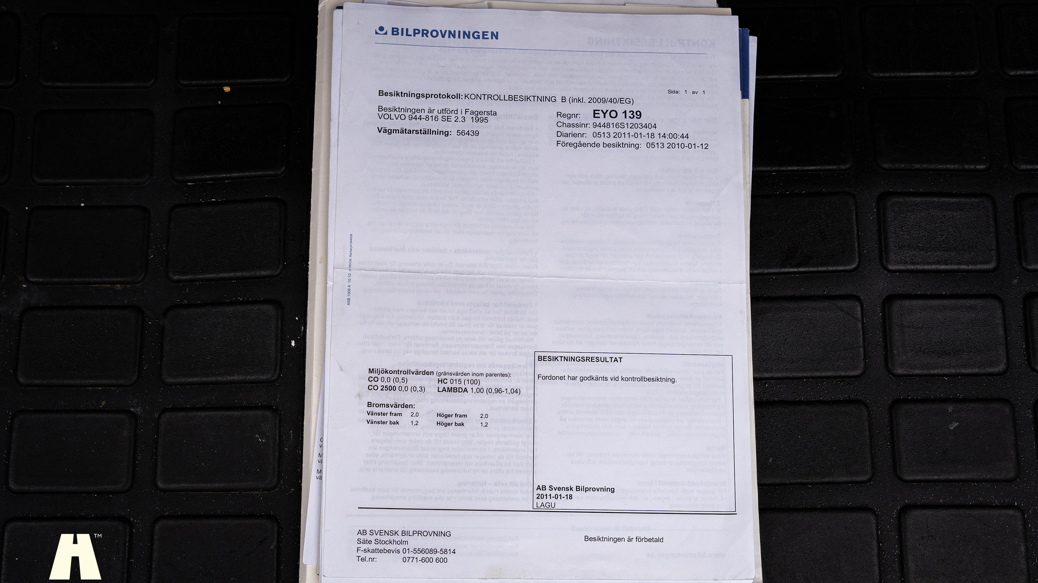 Documentation for 1995 Volvo 940 SE