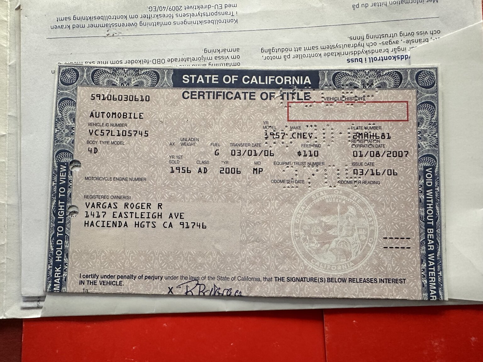 Documentation for 1957 Chevrolet Bel Air (22)