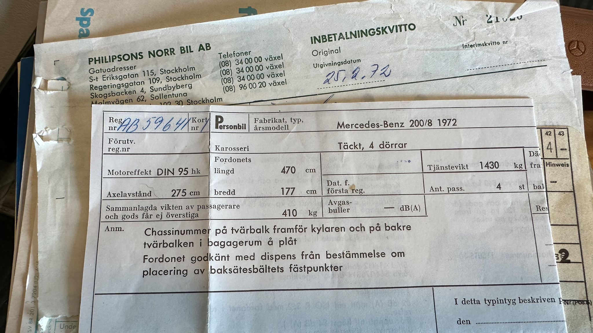 Dokumentation, 1972 Mercedes-Benz 200