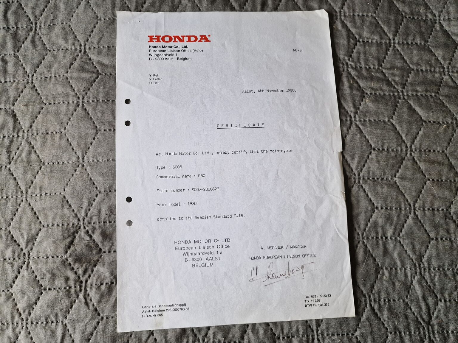 Dokumentation, 1980 Honda CBX 1000