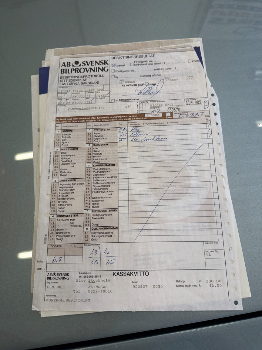 Dokumentation för 1951 Jaguar XK 120