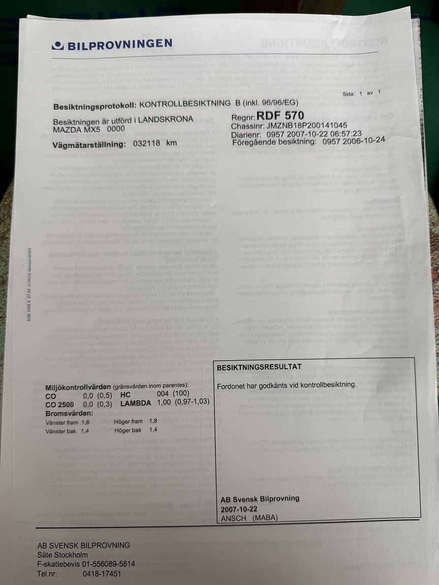 Dokumentation för 1999 Mazda MX-5