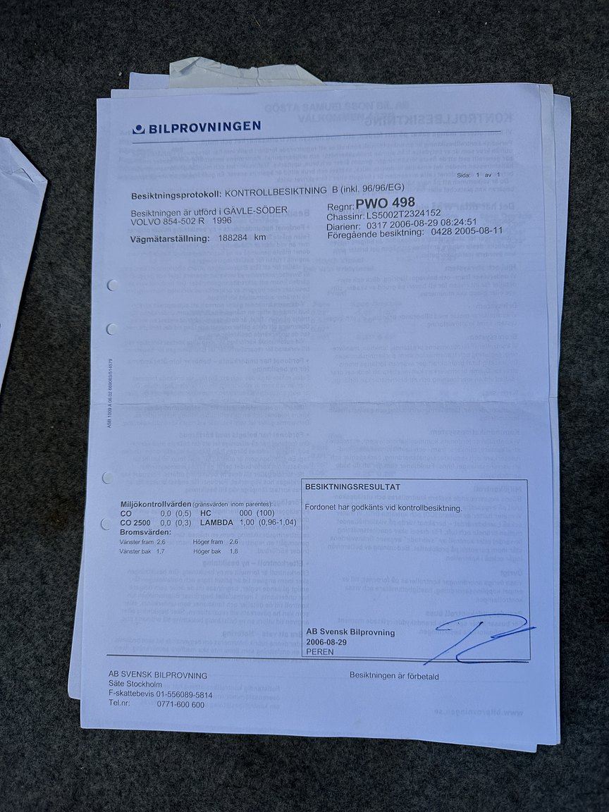 Dokumentation för 1996 Volvo 850 R