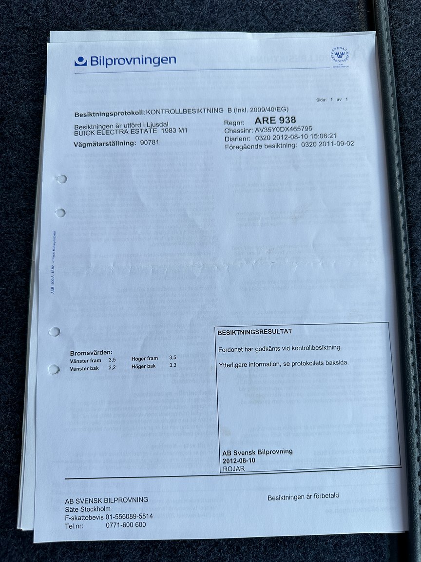 Documentation for 1983 Buick Electra Estate Wagon 5.0