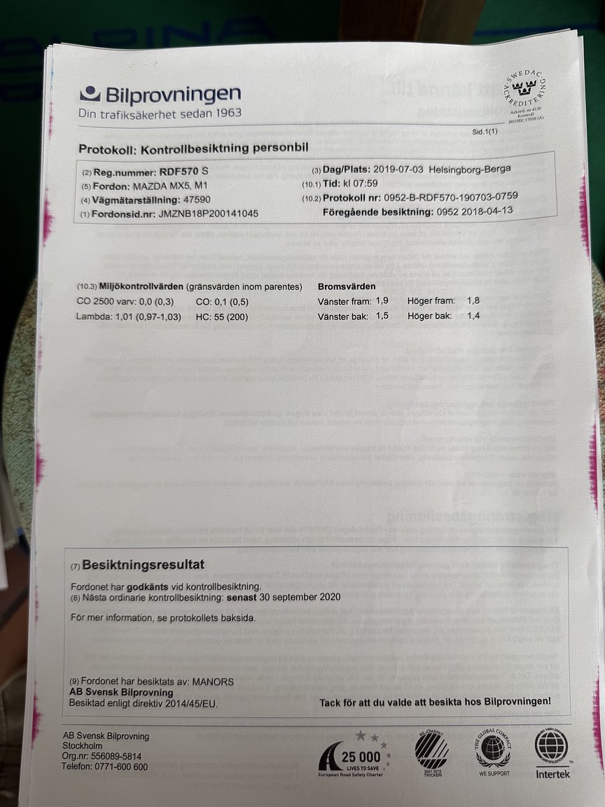 Dokumentation för 1999 Mazda MX-5