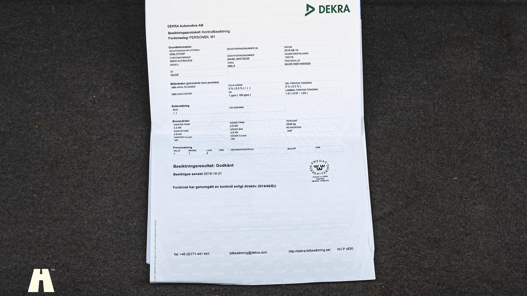 Dokumentation, 1998 Alpina B10 V8