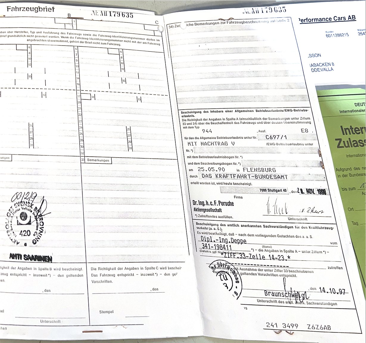 Dokumentation för 1991 PORSCHE 944 S2