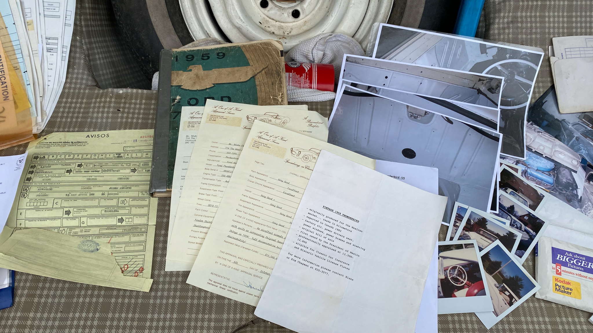 Documentation for 1959 Ford Thunderbird hardtop