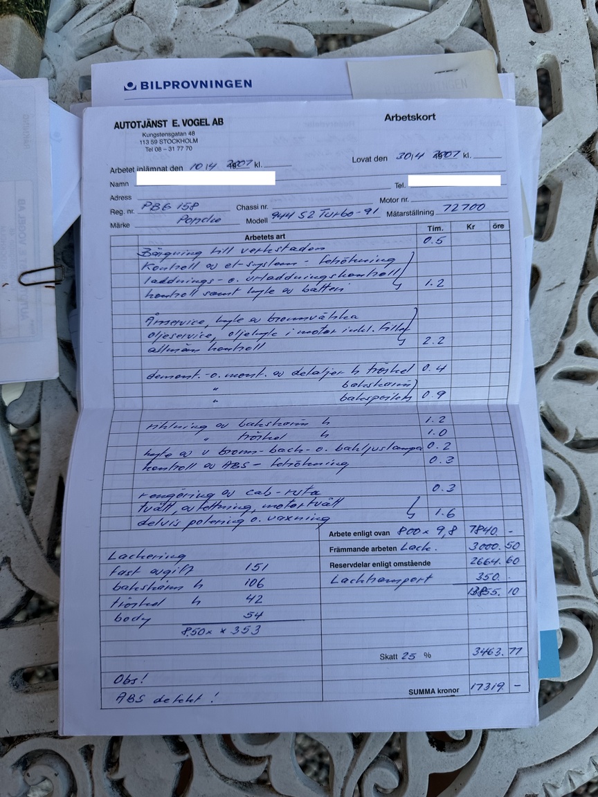 Dokumentation för 1991 Porsche 944 Turbo Cabriolet