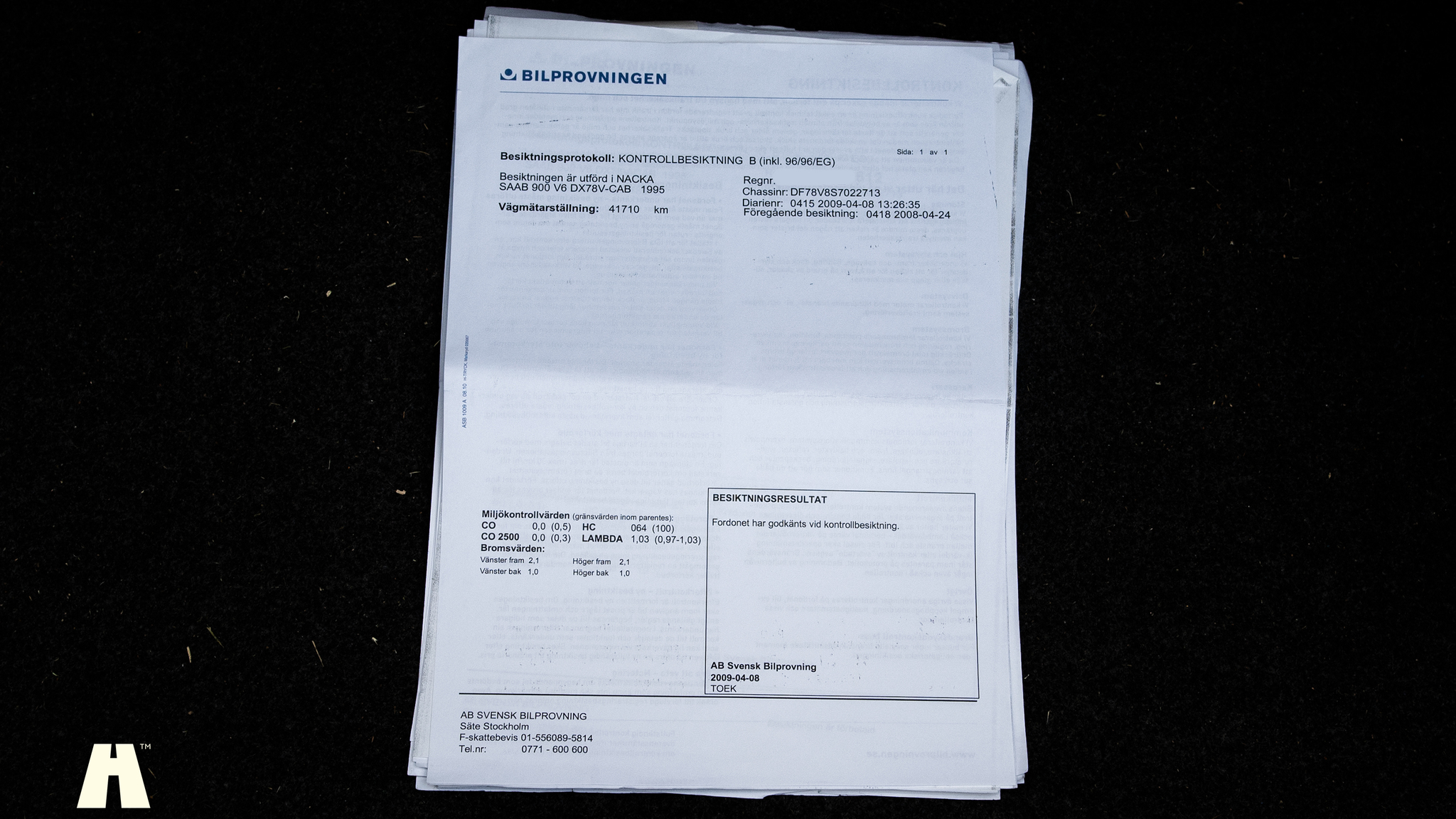 Dokumentation för 1995 SAAB 900 SE V6 Automat