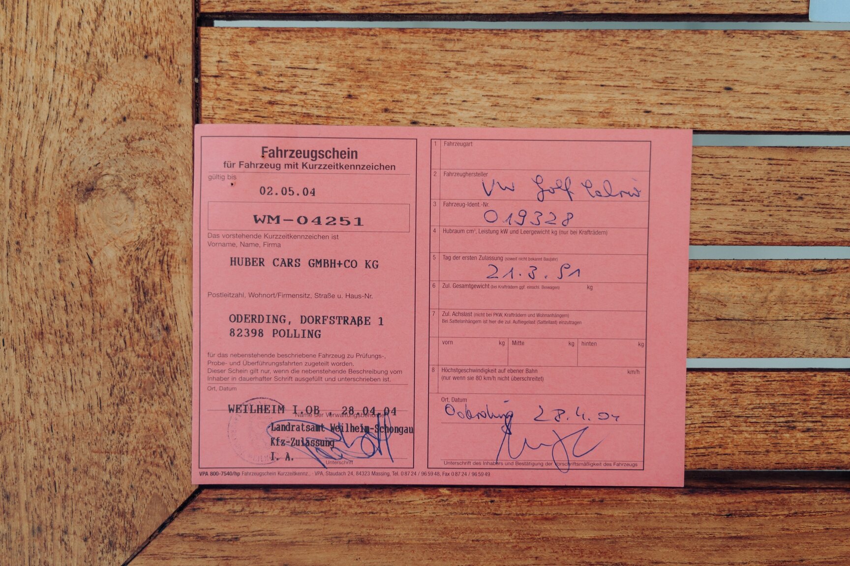 Documentation for 1991 VW Golf Cabriolet "Etienne Aigner Edition"