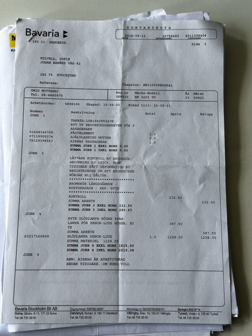 Dokumentation för 2003 BMW 320i Touring