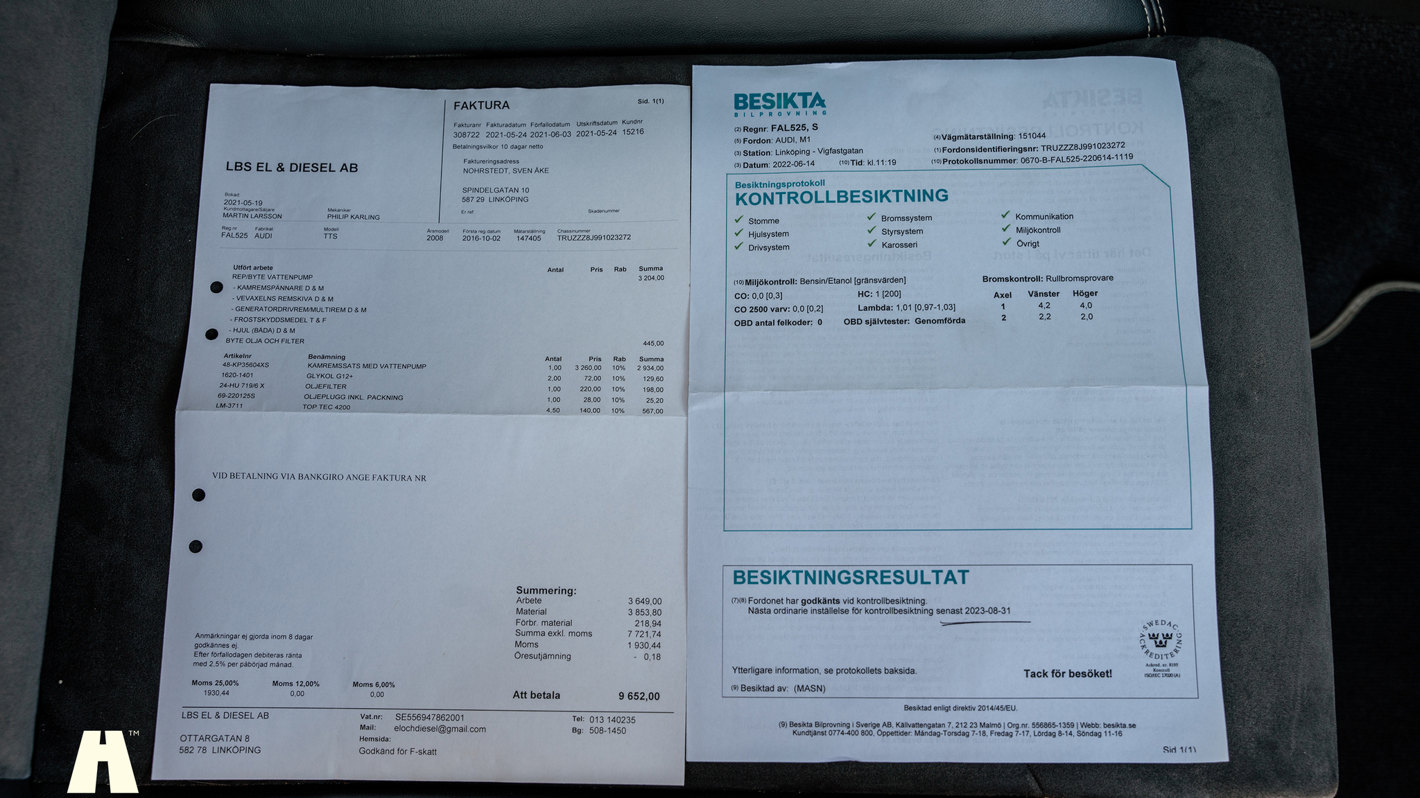 Documentation for 2009 Audi TTS (1)