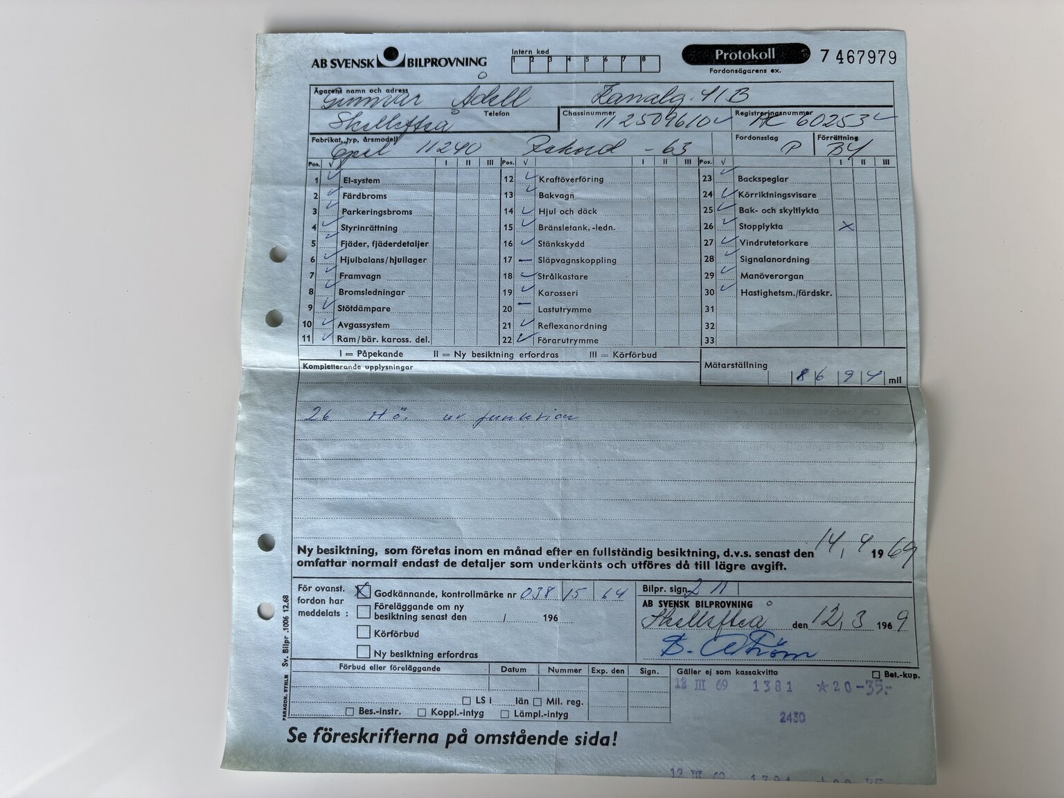 Documentation for 1965 Opel Record Deluxe