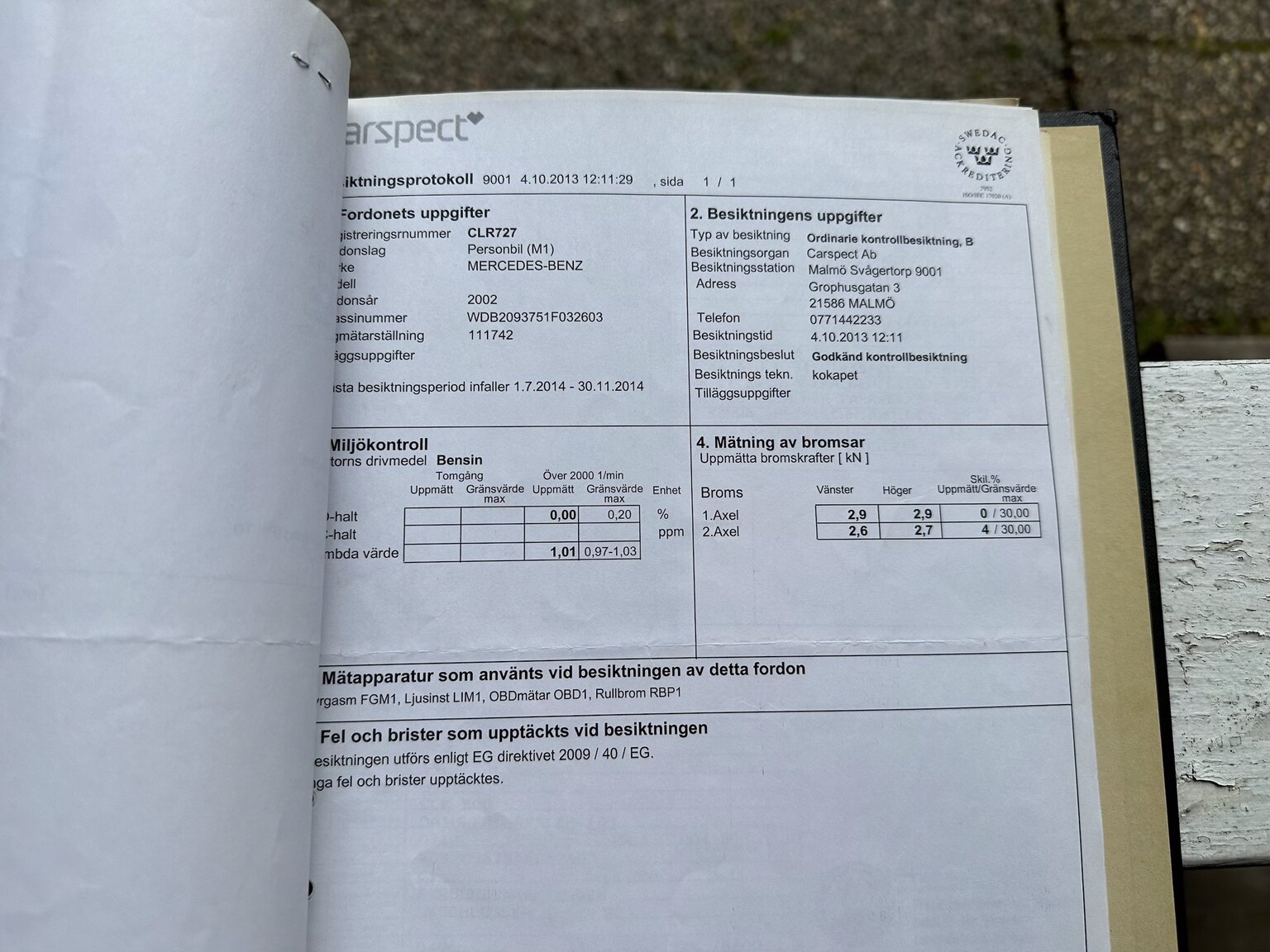 Dokumentation, 2003 Mercedes CLK 500