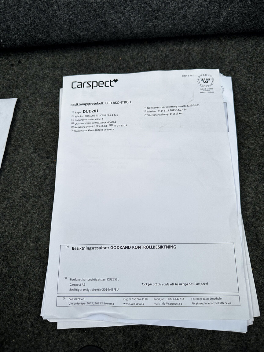 Documentation for 1999 Porsche 911 Carrera 4